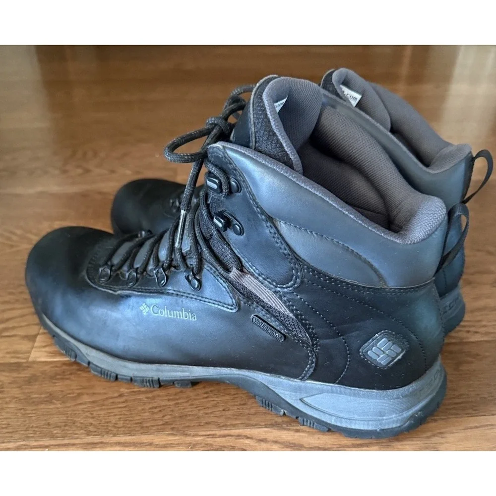 Columbia Newton Ridge Plus Hiking Trail Boots Black Leather Waterproof Mens 14